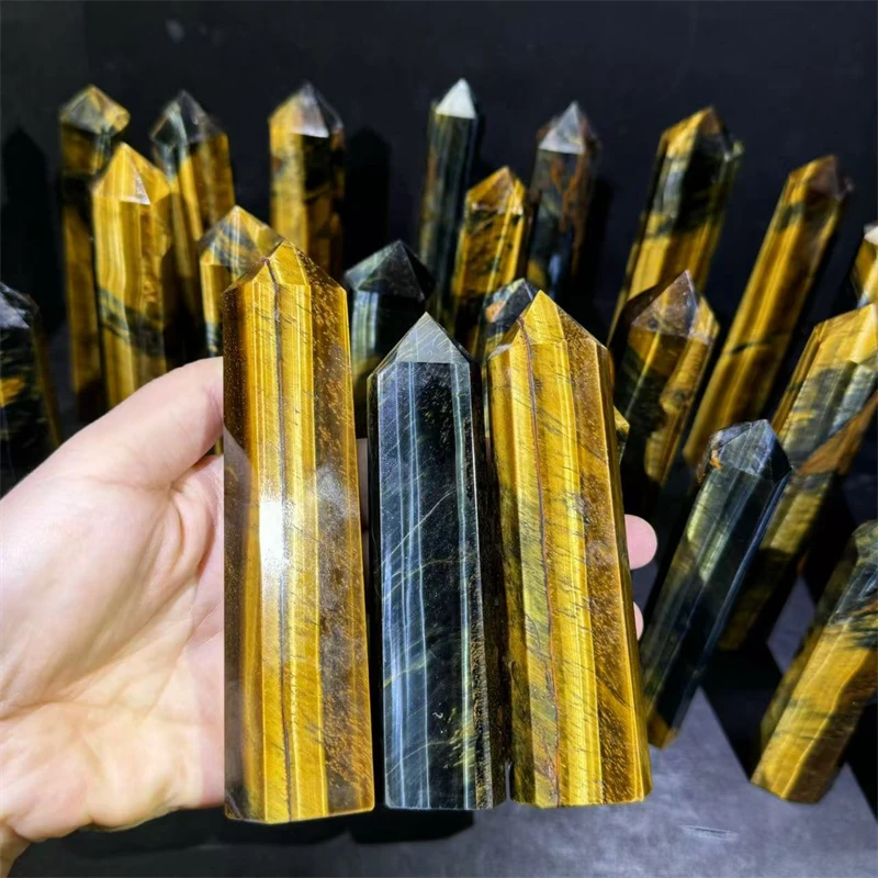 High Quality Crystal Tower Natural Blue Tiger Eye Stone Tower Blue Tiger Eye Point For Healing