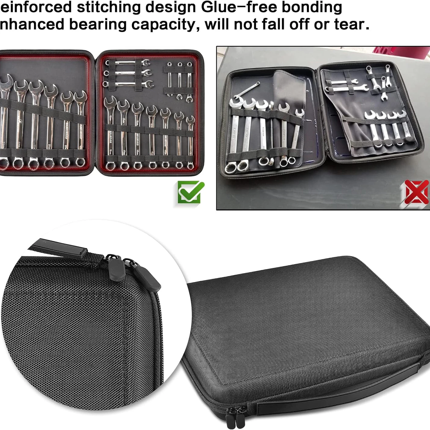 Customized Eva Hard Shell Wrench Tool Storage Case For Ratchet Wrench Set Metric and SAE 19 Combination Ratchet Wrench Bag