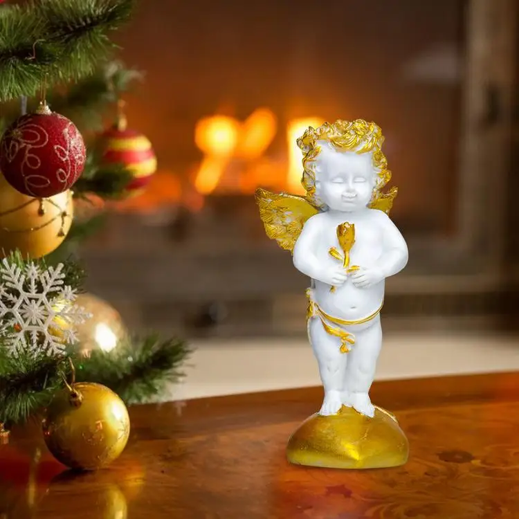 
Resin Angel Innovative Exquisite God Statue Ornament Western Sculpture Creative Resin Crafts Black and White Angel Series 