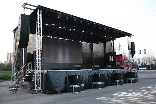 High Quality Event Mobile Chorus Stage Trailer Outdoor Roof Truss Structure Mobile Stage Trailer Aluminium Truss Base Plate