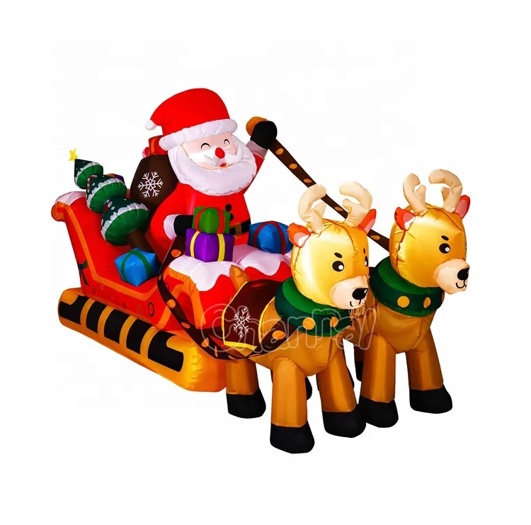 8 футов Санта-Клаус на санях надувные украшения двор рождественские Надувные освещенные уличные праздничные