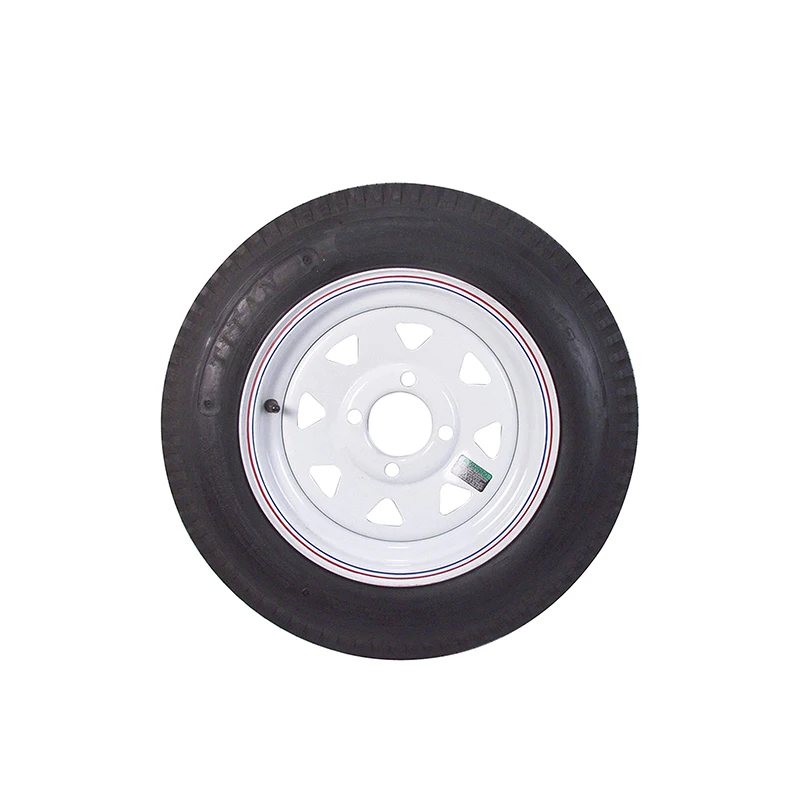 Trailer Tire and Wheel 4.80 x 12 B/5-Hole - White Pinstripe Spoke Rim