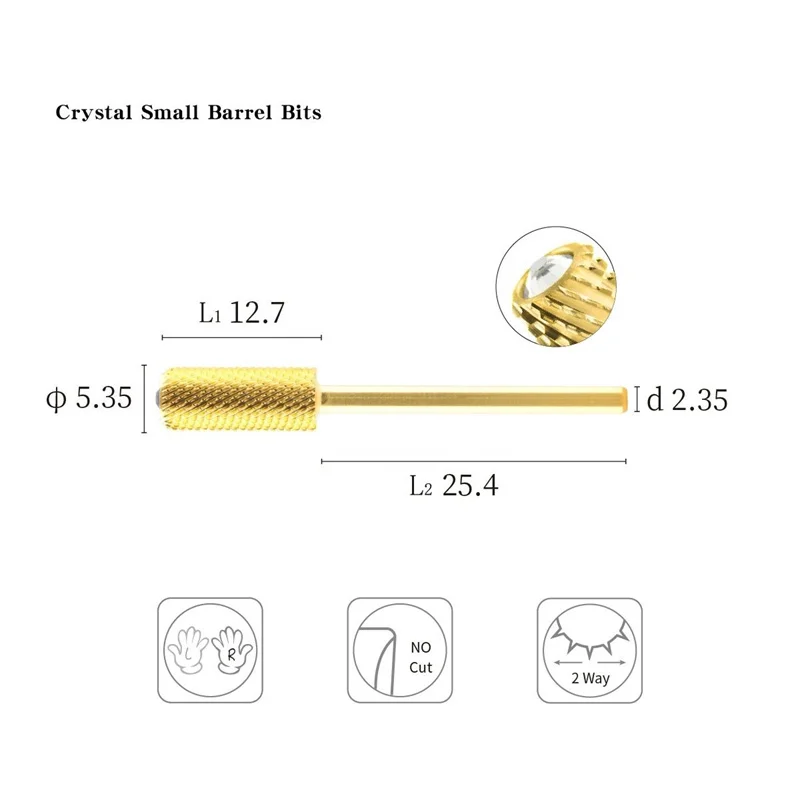 5.35mm crystal small barrel bit-diamond carbide nail drill bits high quality nail art accessories and tools