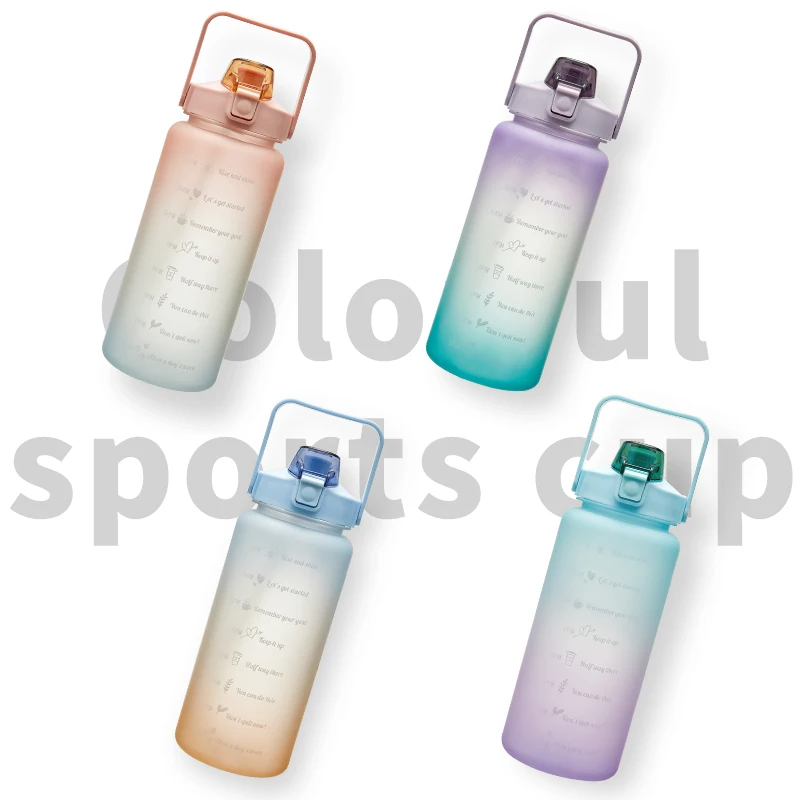 Amazon Hot Sale 2L 2000ml Handle Gradient Color Plastic Bottle Water Large Capacity Gym Water Bottle Drink Water Bottles Sports
