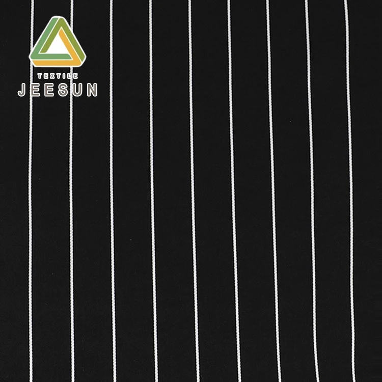  Great smooth lustre soft comfortable black stripe acetate polyester fabric for