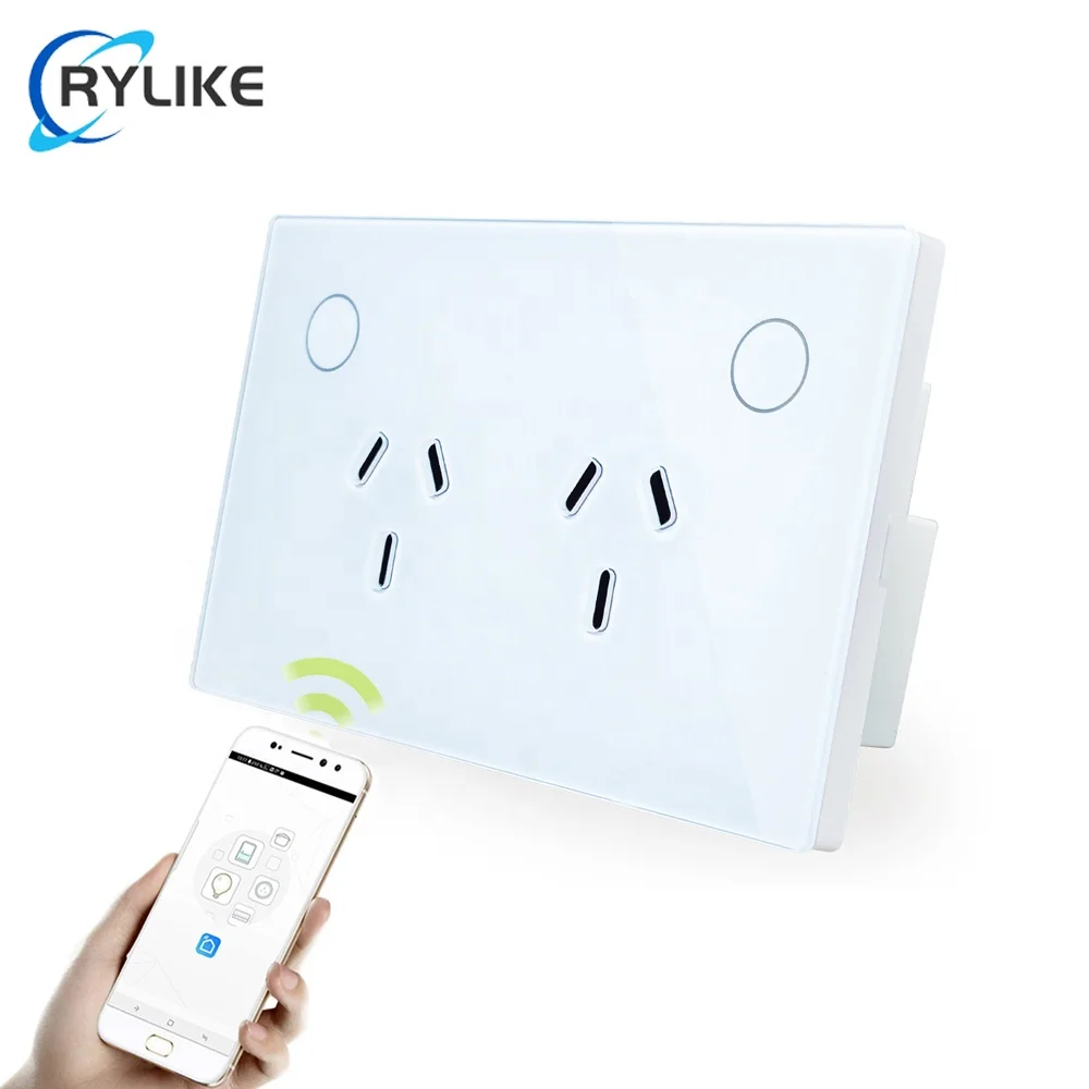 Australia Standard luxury Glass Panel zigbee smart plug tuya wifi/Double Power Points Socket