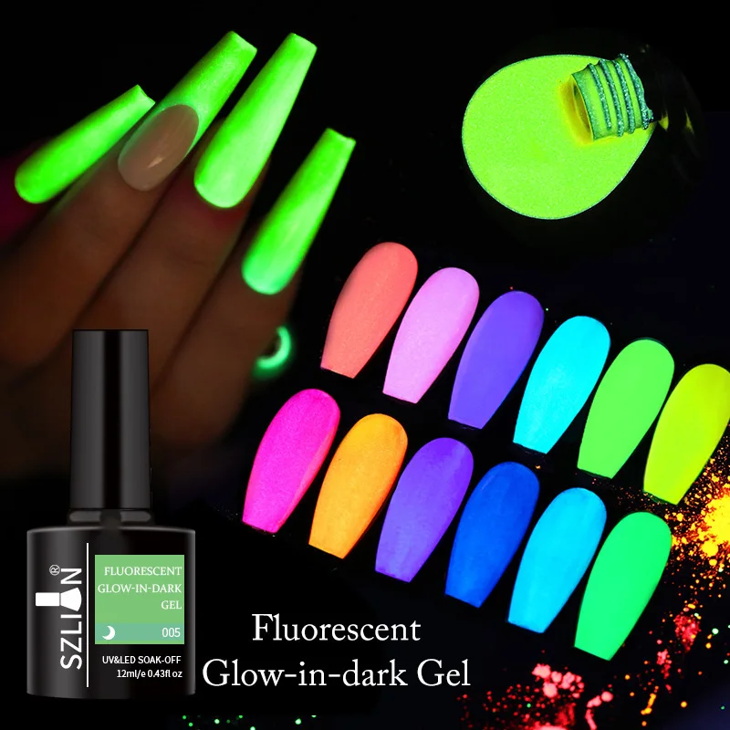 High quality best gel fluorescent semi permanent Personalized luminous nail polish at night