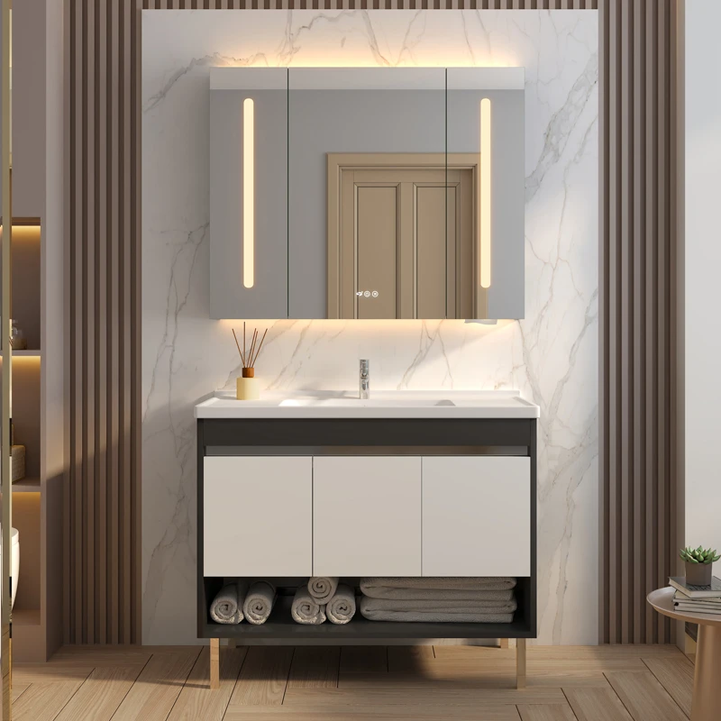 Modern Bathroom Luxury Vanity Sink Fluted Bathroom Vanity With Legs