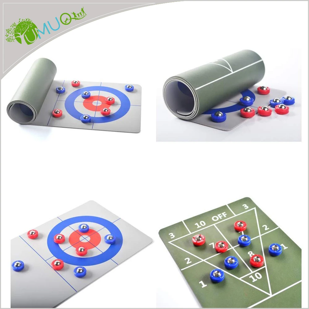YumuQ Tabletop / Table Top 2 IN 1 Shuffleboard and Board Curling Games Indoors and Outdoors Kids and Family Games