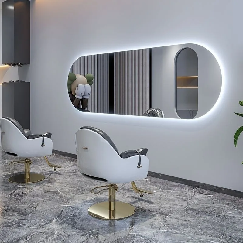 hot sale with led lights single sided hair cutting mirror Barber store mirror table hair salon special simple hair salon mirror