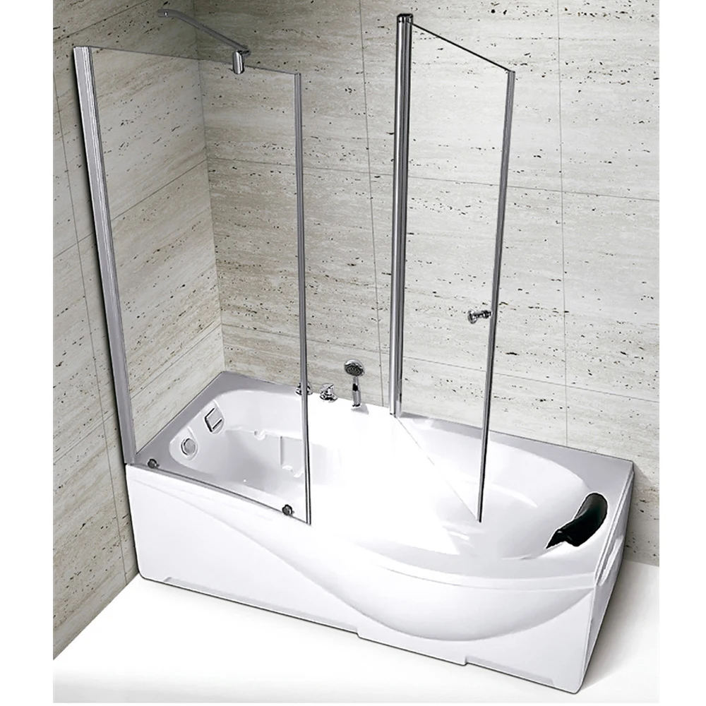 Hinge Bath Shower Glass Partition Panel Frameless For Bathroom Bathtub Glass Shower Screen