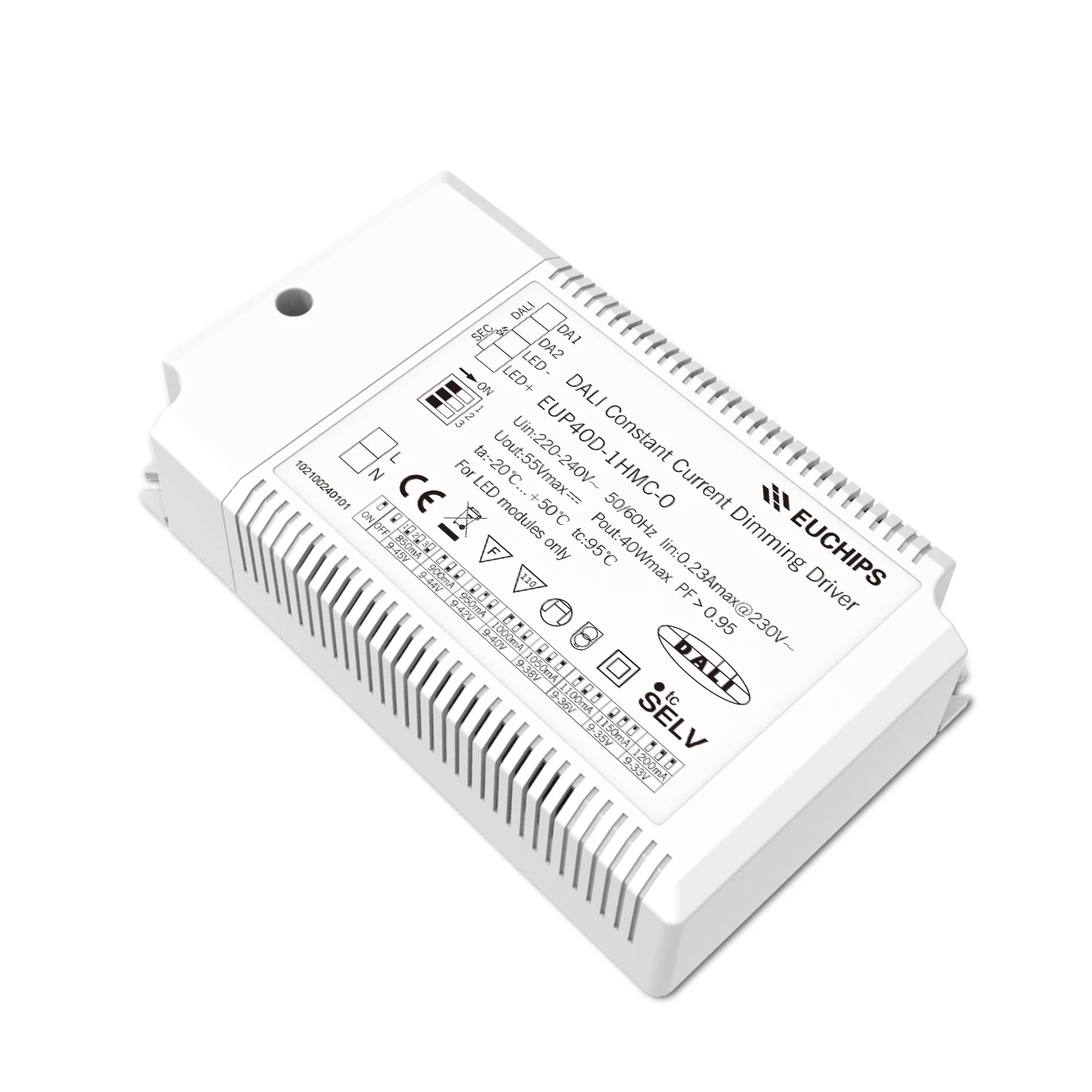 EUCHIPS 40W High Power Selectable LED Dimming Driver Dali Constant Current Dimmable Led Driver for Lighting Systems