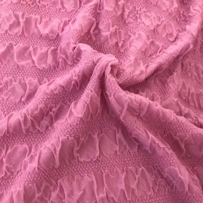 Cheap price wholesale breathable polyester bubble Crepe 140cm crinkled fabric gauze knit fabrics for shirts