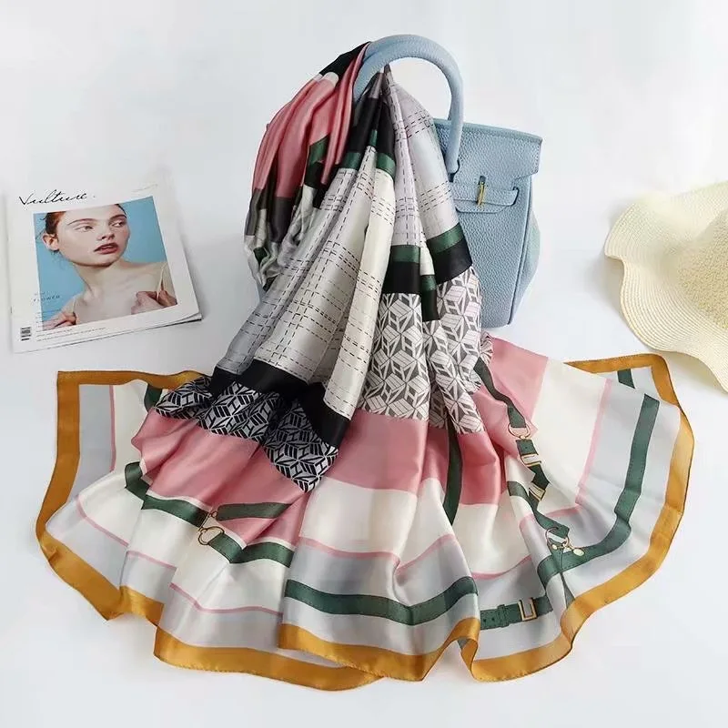 Small Neck No-wrinkle Fashion Shawl Scarf Guangzhou Flower Import Silk Scarf