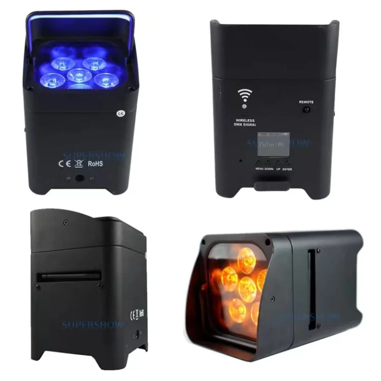 6*18 Вт RGBWA + UV 6-in-1 светодиодный беспроводной свет с литиевым питанием от батареи для свадебного мероприятия шоу сценическое освещение