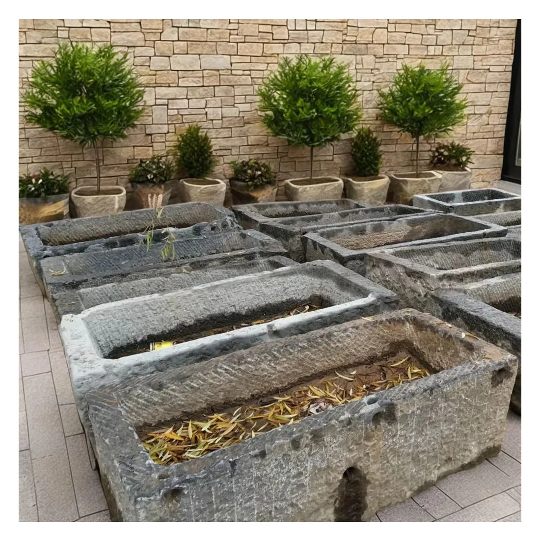Hot Sale Modern Natural Limestone Water Troughs Used Old Stone for Outdoor Garden & Park Applications