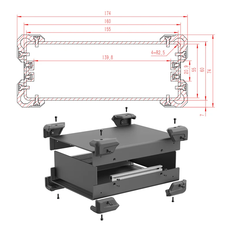 YONGGU 140*70*200 dam003 outdoor Custom Power supply ups for wifi router aluminum enclosure channel housing for electronics