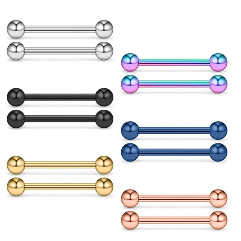 316 Stainless Steel Trendy Titanium Plated Tongue Ring Tongue Studs Body Piercing Jewelry for Women Men
