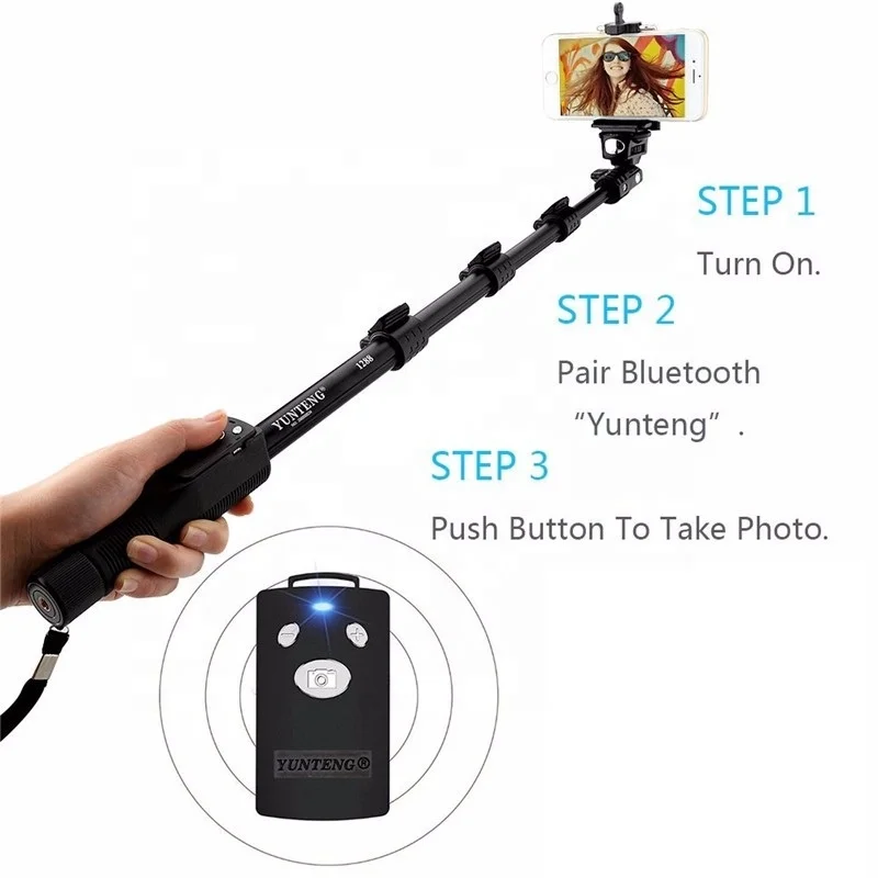 Yunteng YT-1288 Extendable Handheld Camera Selfie Stick Monopod with Wireless Remote Shutter for Mobile Phone