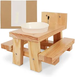 Multi-functional Solid Structure Wooden Squirrel Feeder Box / Feeding House with Cup