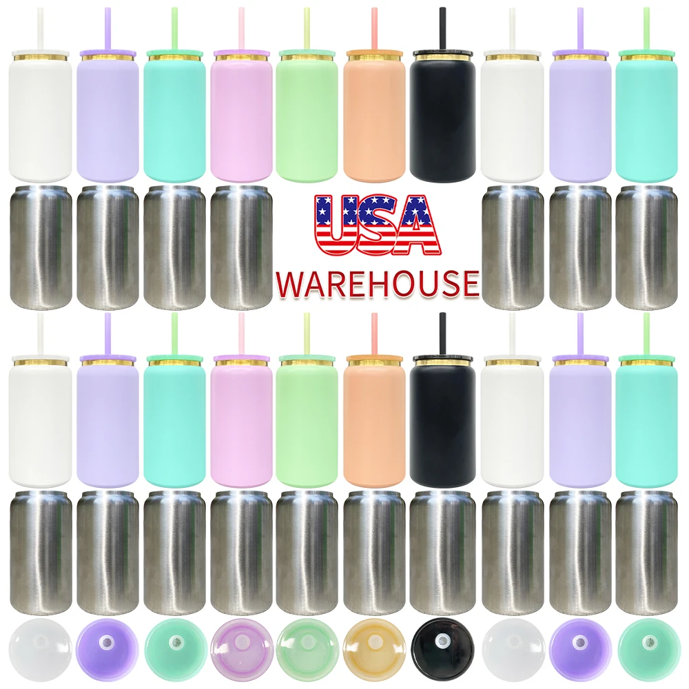 USA warehouse gold plated 16oz stainless steel beer can vacuum insulated gold underneath double wall metal beer can tumbler