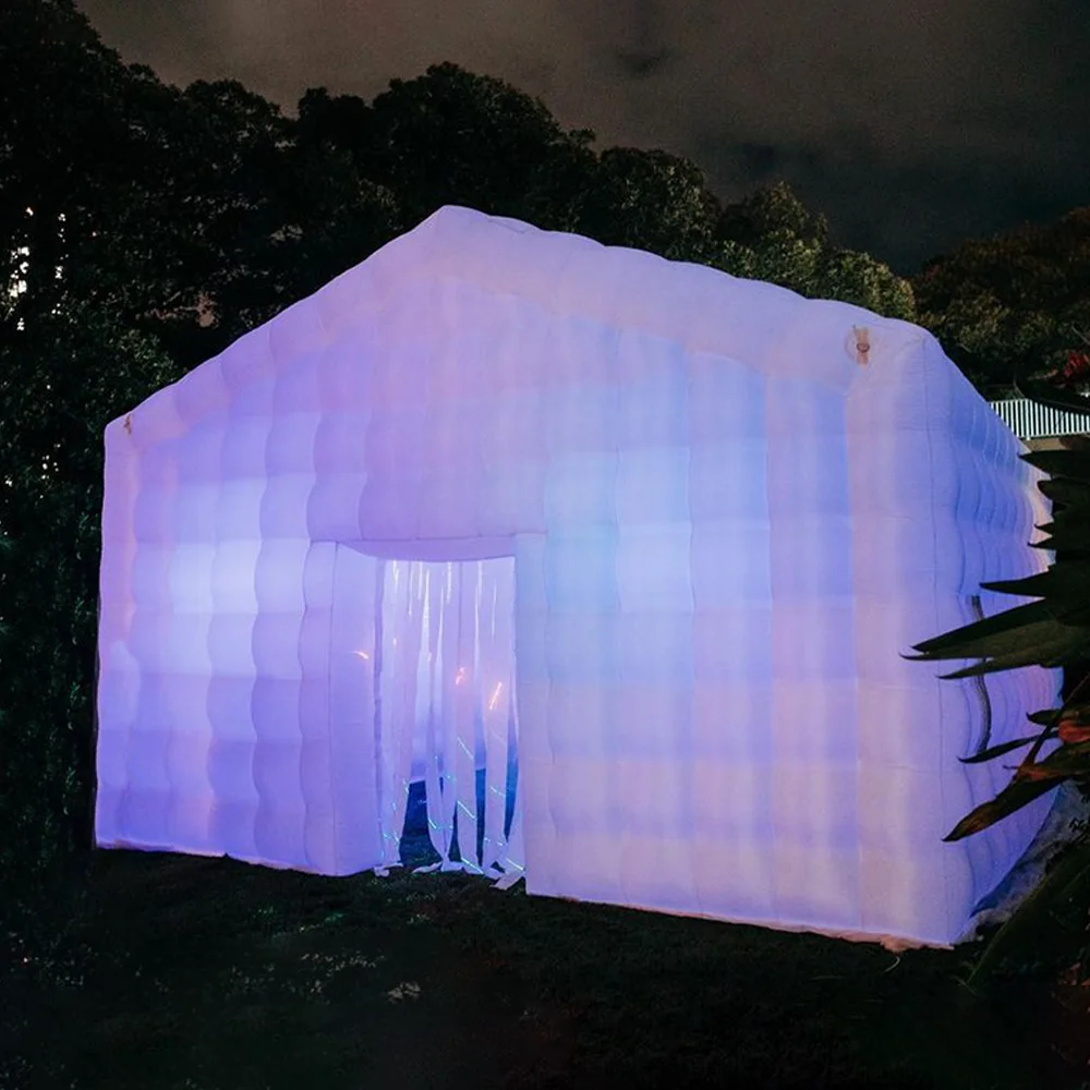 custom outdoor event square tent led light up inflatable party nightclub 8 x 8 big inflatable nightclub for 100 people