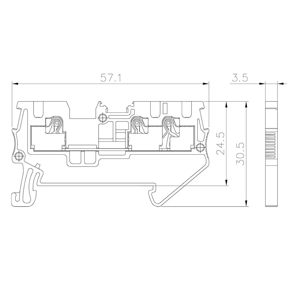 Feed through multi conductor and ground terminal blocks gray color customizable PA66