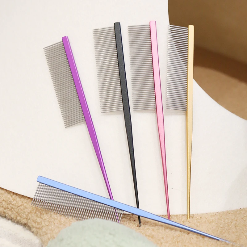 High Quality Professional Manufacturers Pet Stainless Steel Comb Metal Pin Pet Hair Grooming Comb Needle Combs for Pets