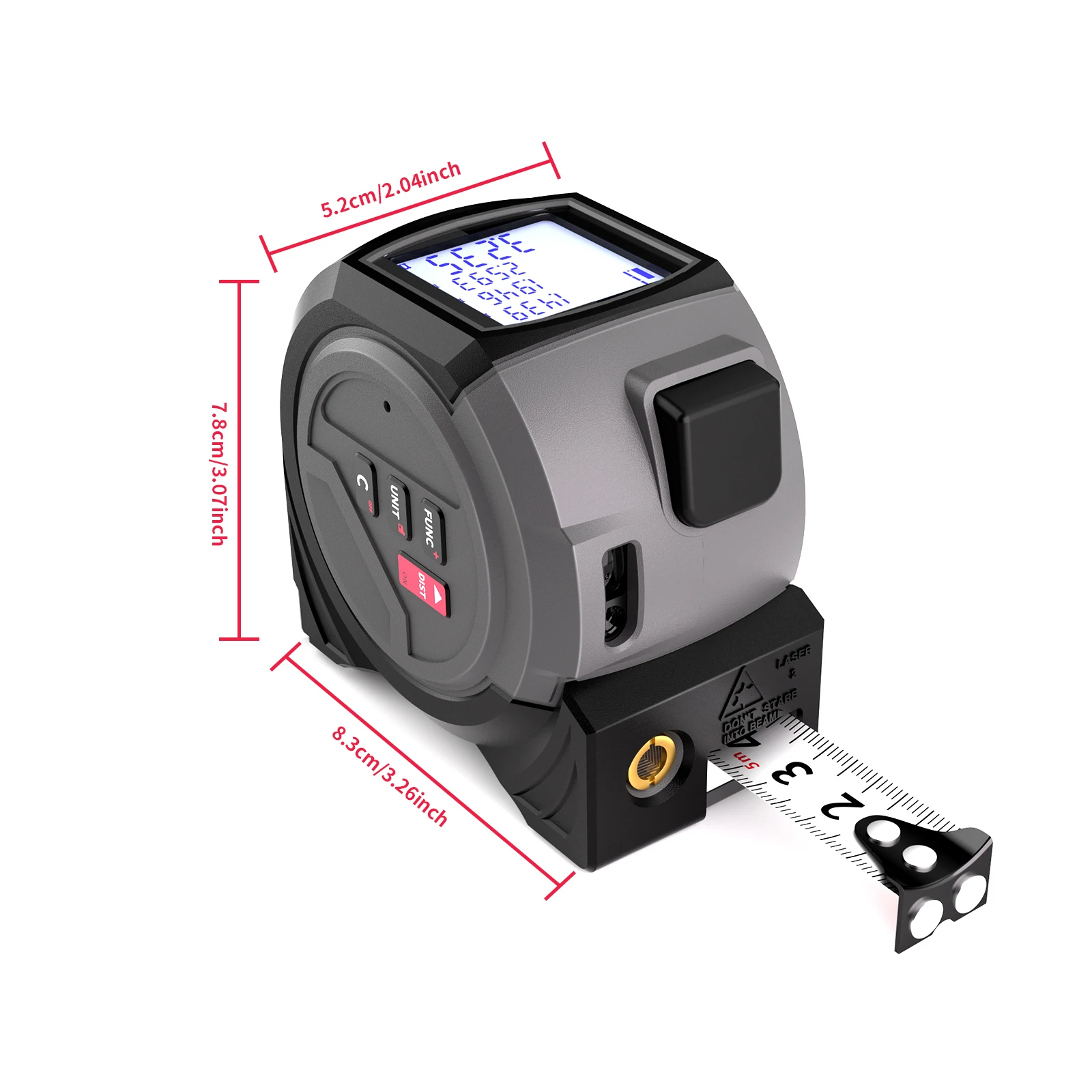 New 40M High-Precision Infrared Digital Laser Rangefinder Anti-Fall Steel Tape Measure 5m Distance Meter