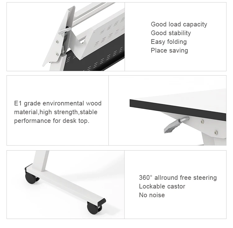 Office Furniture And School Desk Folding Foldable Training Room Table With Wheels Folding Training  Table