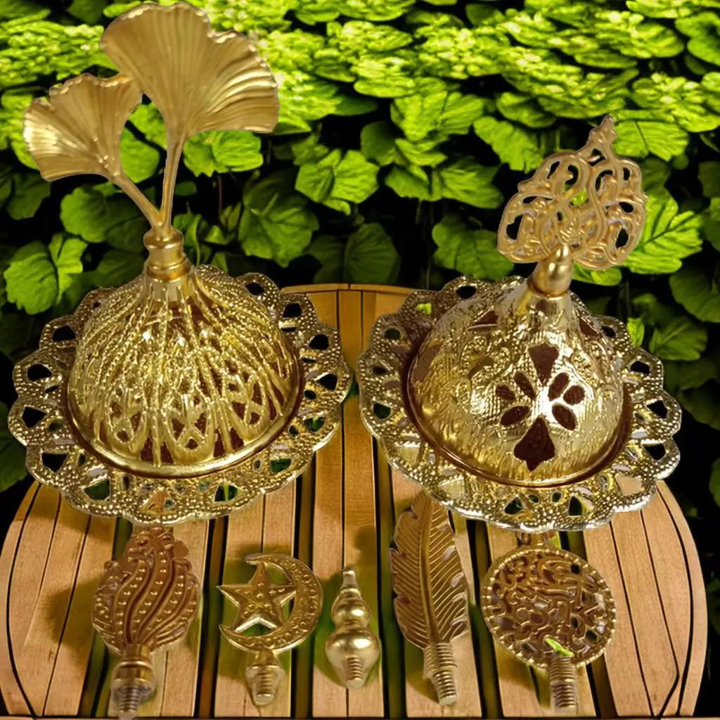 Hot selling gold hollowed out Middle Eastern Arab small incense burner metal aromatherapy sandalwood furnace tower