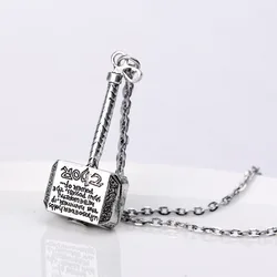 Small MOQ Wholesale Antique Silver Plated Alloy Thor Hammer  Necklace Pendant Jewelry Women