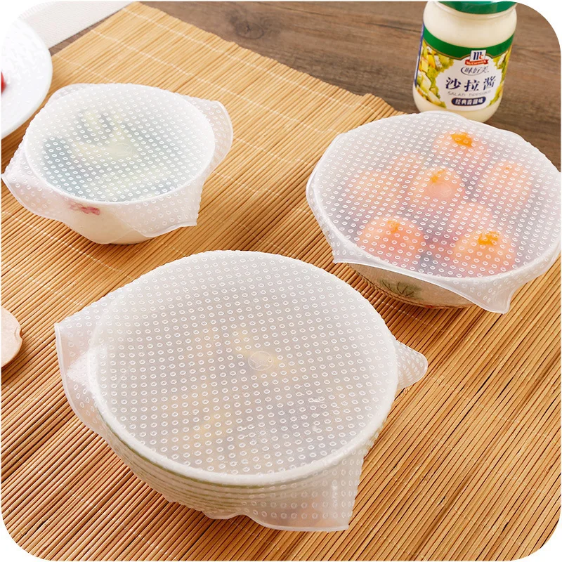 Food grade reusable elastic silicone stretch lids silicone wrap cover for food storage