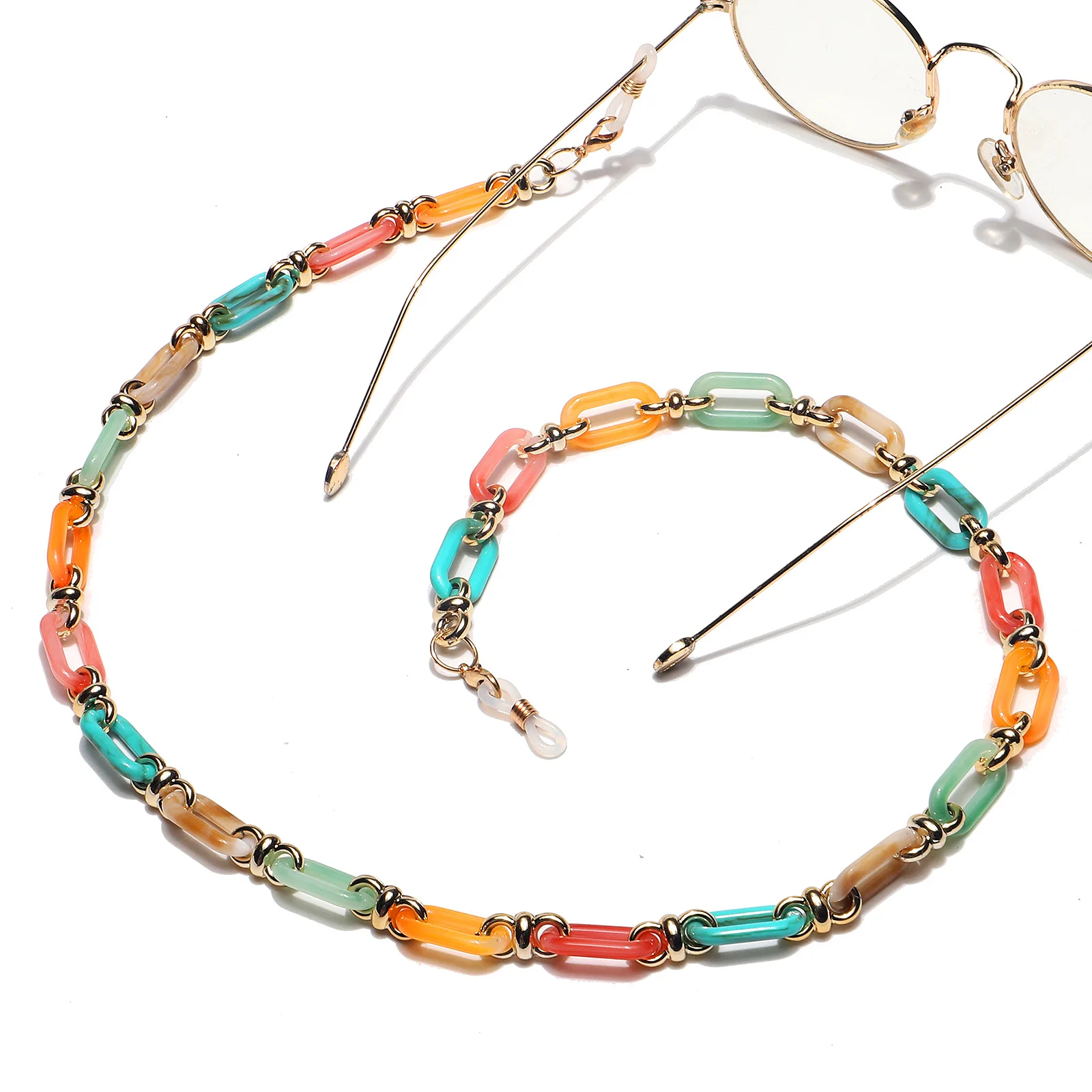 Wholesale New Fashion Jewelry Multicolor Acrylic Link Eyeglasses Chains For Women Hanging Neck Sunglasses Chains