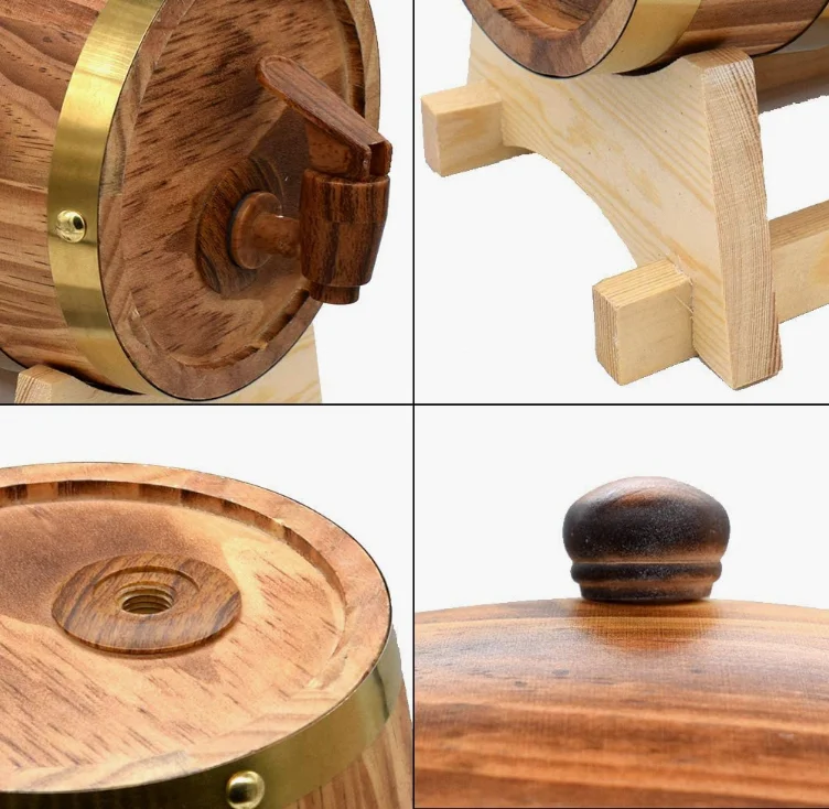 5 litre Oak aging Wine barrel Whisky Barrel dispenser Drink Juice Liquor Barrel Beer Bucket Wine Dispenser