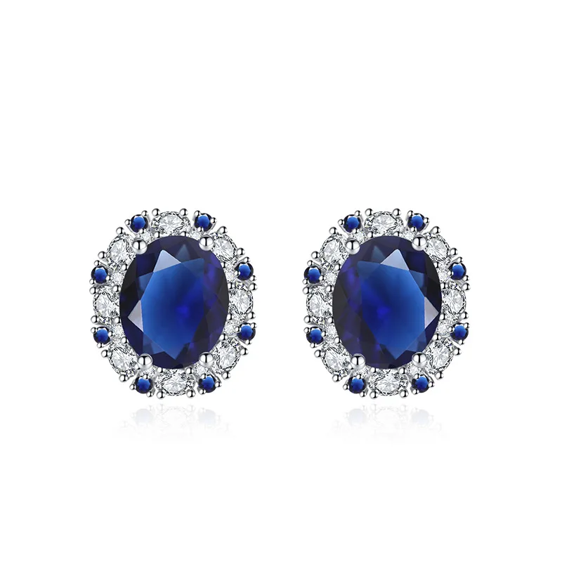Cross Border Jewelry Accessories Set Blue Zircon 925 Silver Women Enamel Fine Jewelry Jewelry Sets