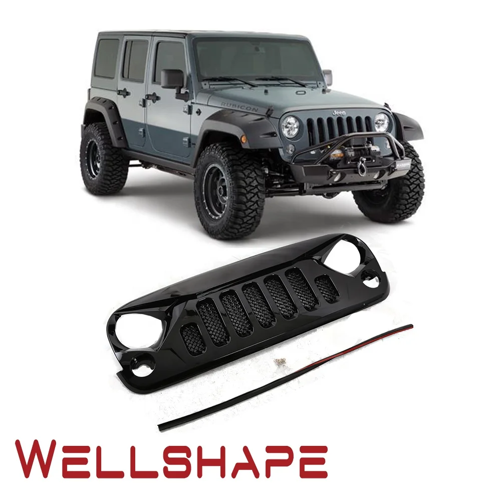 Автомобильная решетка для 07 17 Jeep Wrangler JK США Тип глянцевая черная решетка в виде черепа