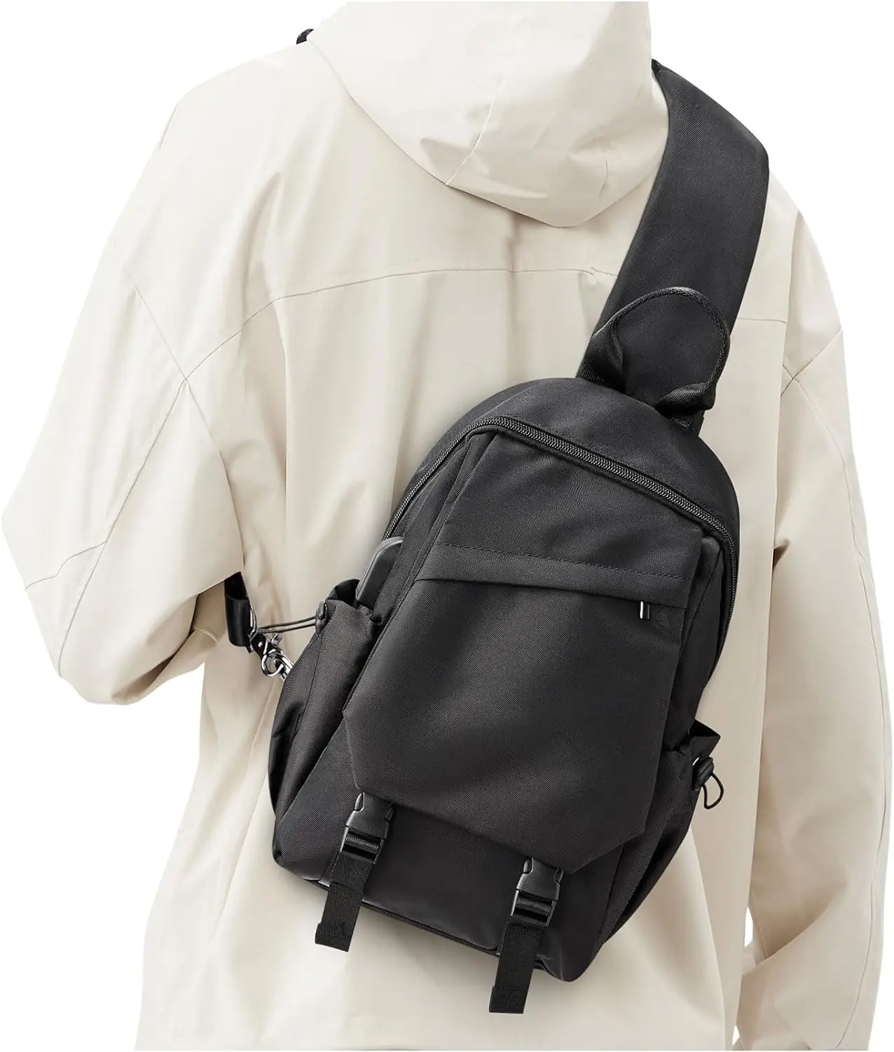 Black Mini Outdoor Sports Anti-Theft One Strap Messenger Backpack Motorcycle Sling Chest Bag