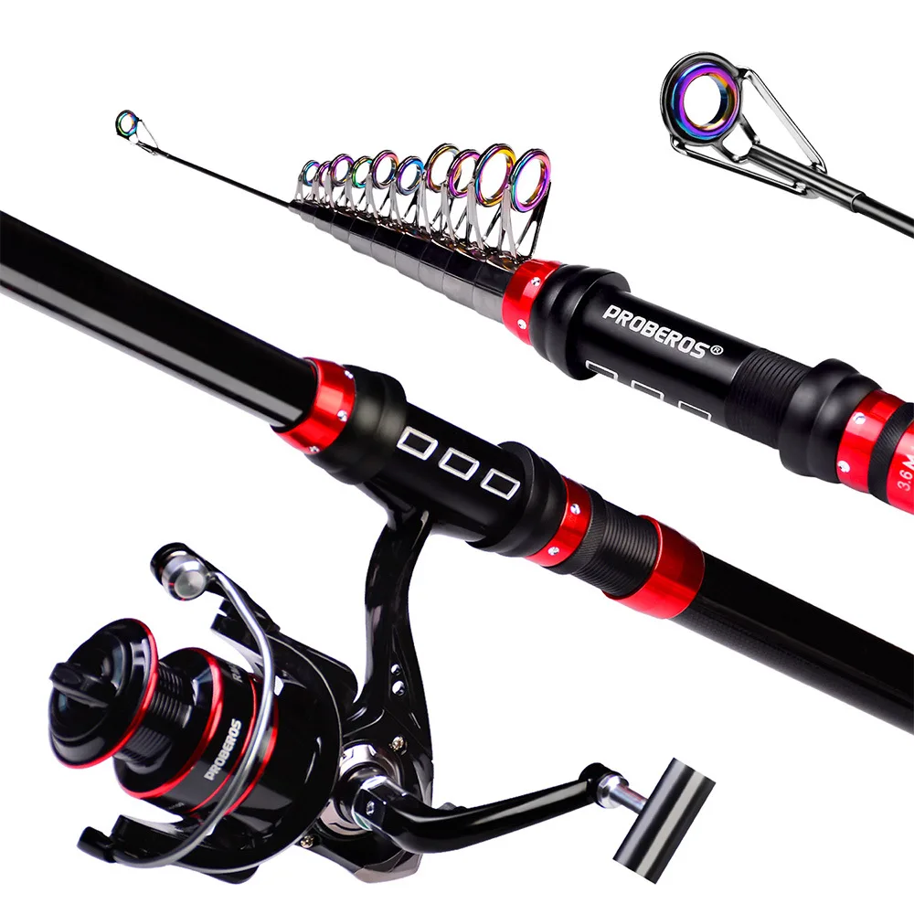 Telescopic Fishing Rod and Reel Combo Set Line Lures Kit Accessories Carrier Bag Nylon Bag Hard Carbon Fishing Lake PE 100M