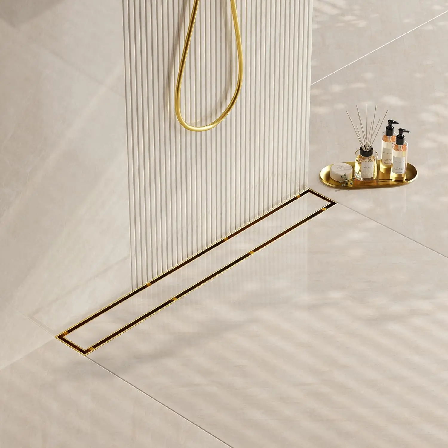 Australian Bathroom Renovation Gold Linear Shower Drain Floor Drain Trap with Hair Strainer
