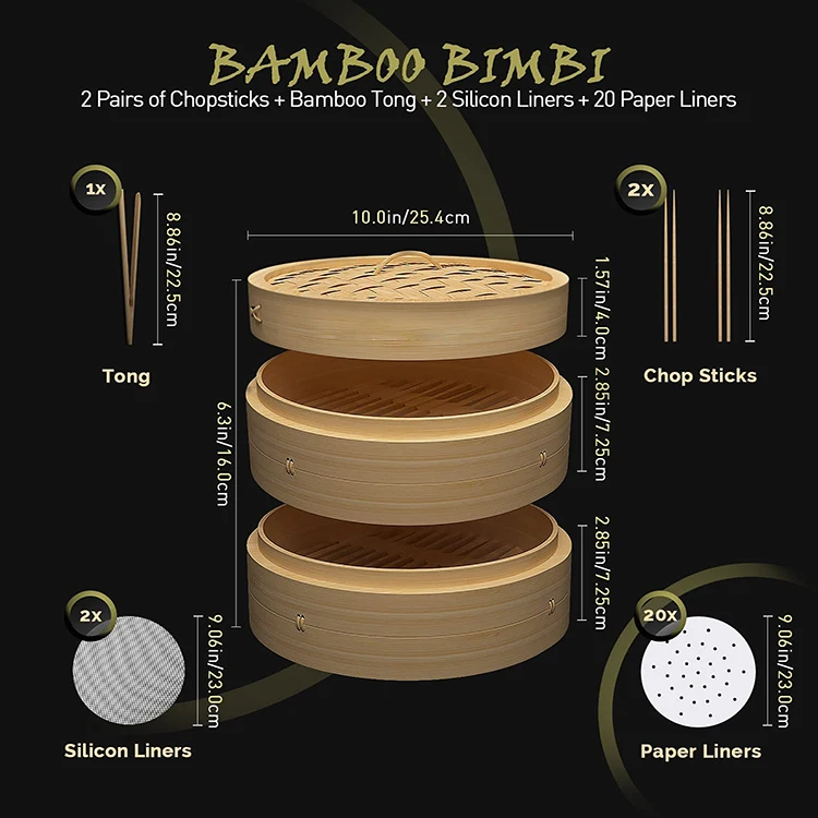 Квадратный Бамбуковый отпариватель Dim Sum, набор из 14 дюймов