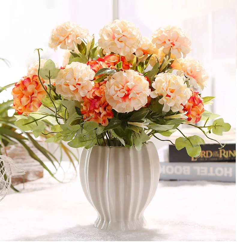 Factory direct sale small hydrangea mixed bubble grain flower bouquet artificial silk wedding flowers