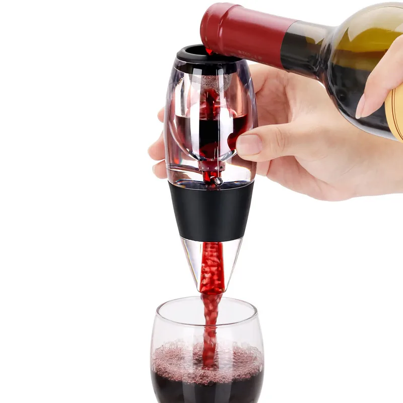 Wine Accessories Acrylic Red Wine Air Strainer Plastic Magic Wine Airator Aerator Decanter Pourer Spout Set With Filters