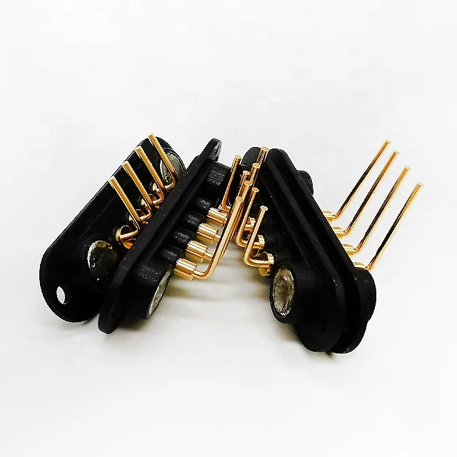 4 pin right angle pogo pin gold plated brass connectors 2.54mm pitch female and male