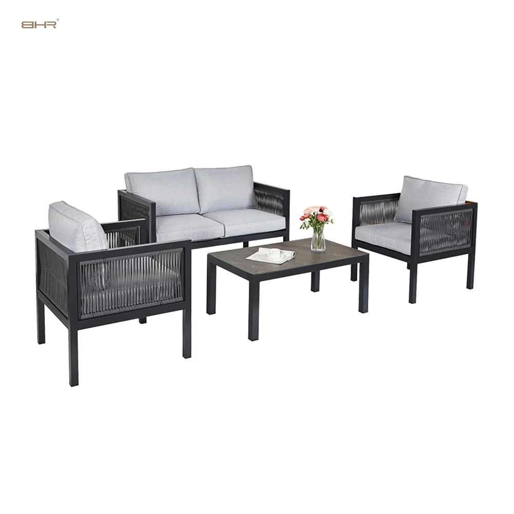 Factory price high-quality 4 in 1 garden courtyard  rope chairs outdoor patio furniture