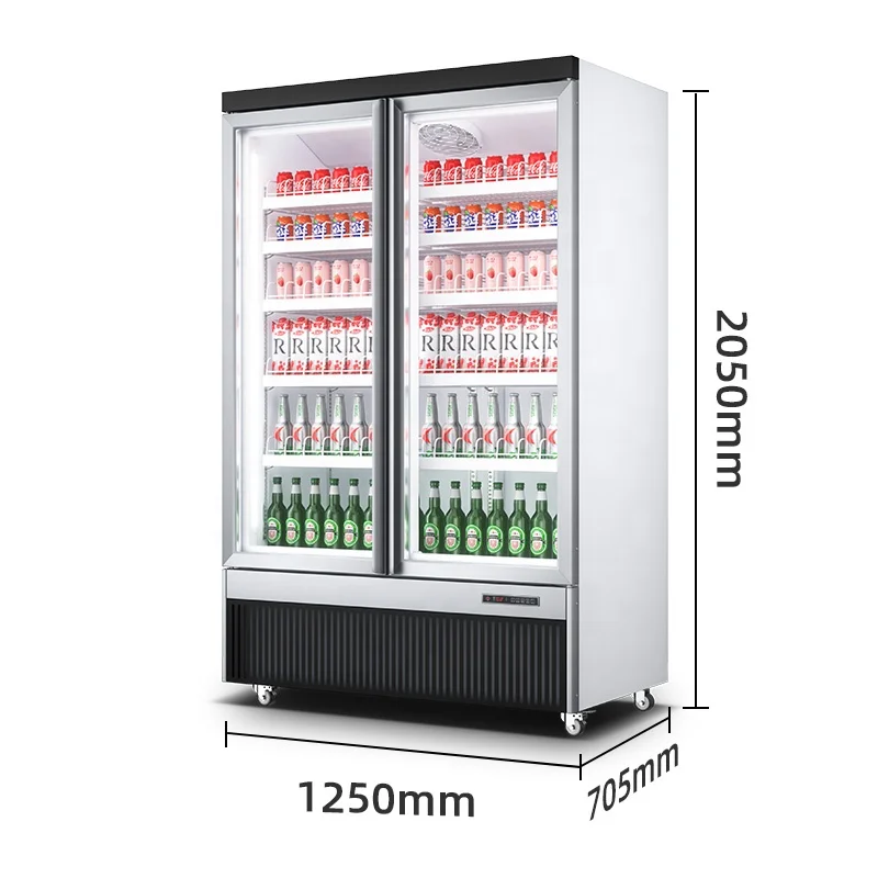 R290 Vertical full open beverage display chiller cooler commercial refrigerator