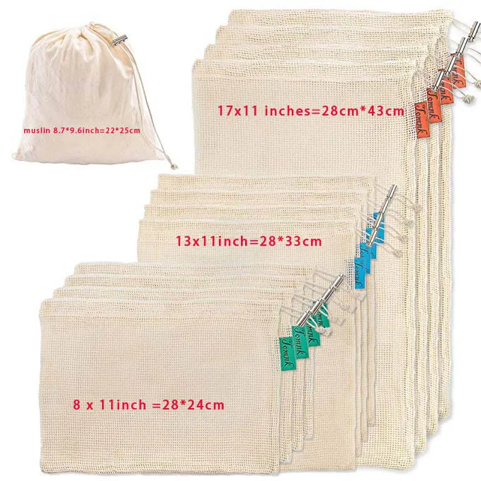 New reusable mesh produce bag, bread bag cotton for Grocery Market