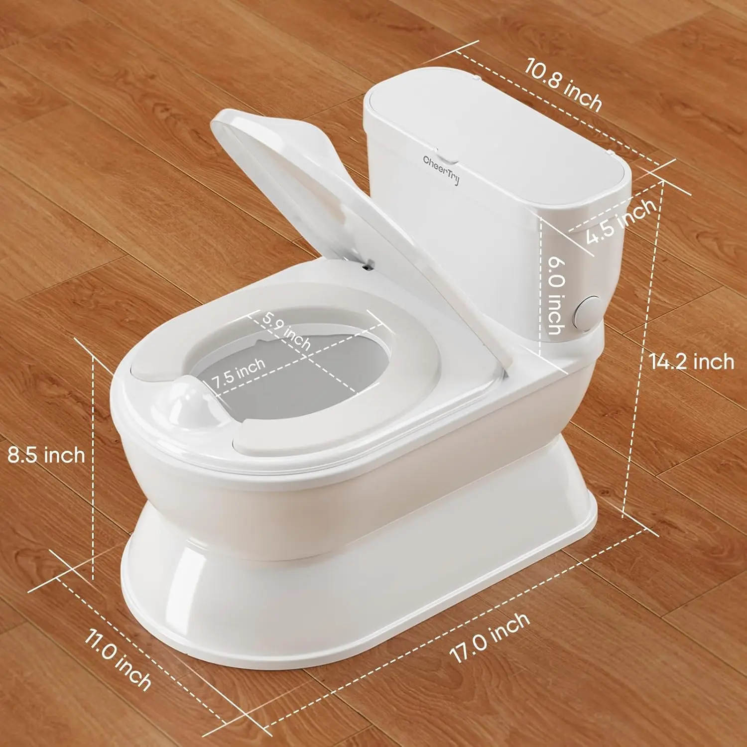 2-in-1 Toddler Potty Training Toilet - Larger Potty Chair for Boys & Girls Ages 1-3 with Flushing Sound Toilet Paper Holder