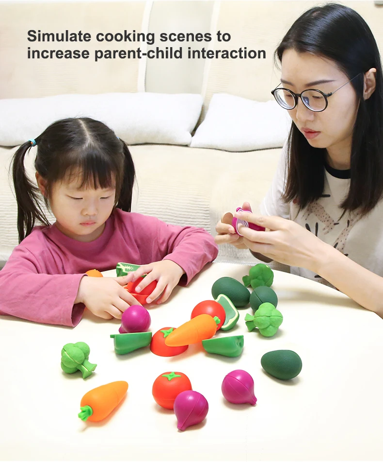 Kids Wooden Silicone Pretend Play Preschool Kitchen Game Food Toys Fruit And Vegetable Cutting Toy For Children Girls