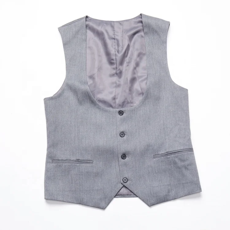 Low price silver coat pant men 3 piece office suit with gray vest